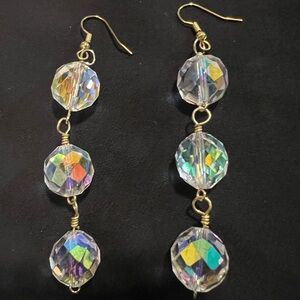 🌺Handmade🌺 Elegant Gold and Crystal Drop Earrings